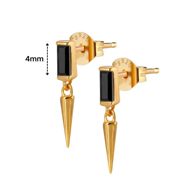 925 Sterling Silver Ear Needle Black Zircon Butterfly/Water Drop Hoop Earrings Drop Earrings For Women Fashion Wedding Jewelry