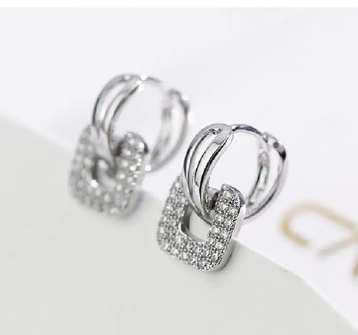 New 925 Sterling Silver AAA Zircon Stud Earrings For Women Fashion Exquisite Student Girlfriend Jewelry Accessories Heart Gift