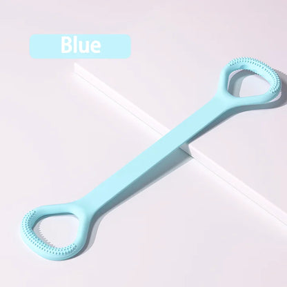 Faixa elástica com abertura para o ombro e alongamento das costas