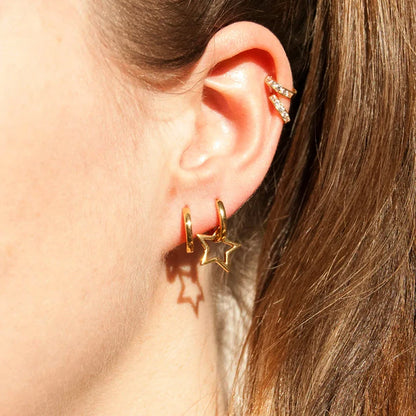 925 Silver Needle Cross/Star/Inverted Triangle Hollow Pendant Hoop Earrings For Women Simple Design Earrings Fashion Jewelry