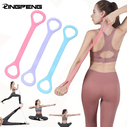 Faixa elástica com abertura para o ombro e alongamento das costas