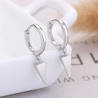 925 Silver Needle Cross/Star/Inverted Triangle Hollow Pendant Hoop Earrings For Women Simple Design Earrings Fashion Jewelry