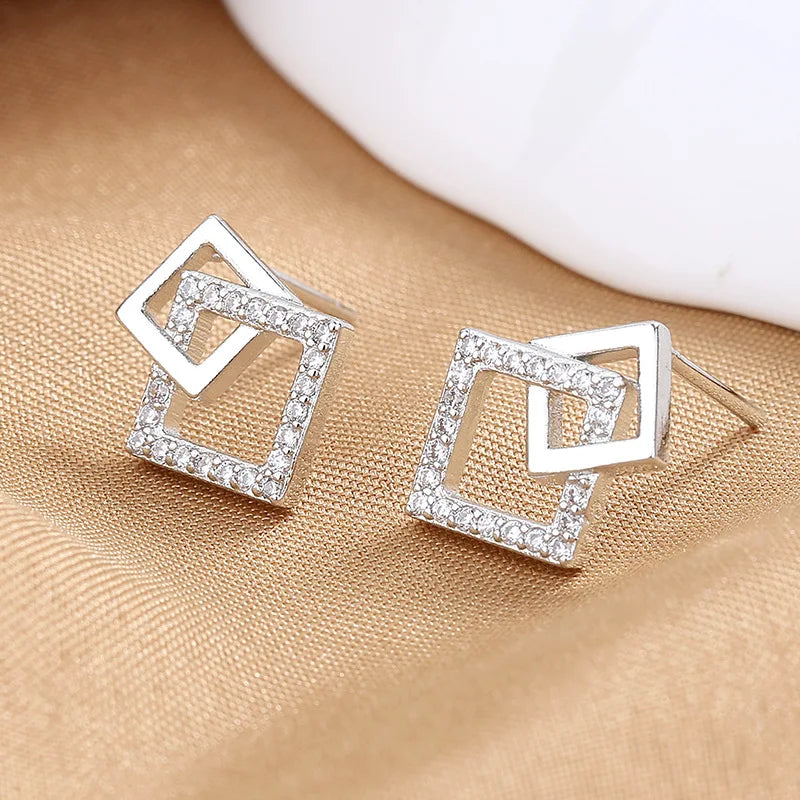 New 925 Sterling Silver AAA Zircon Stud Earrings For Women Fashion Exquisite Student Girlfriend Jewelry Accessories Heart Gift