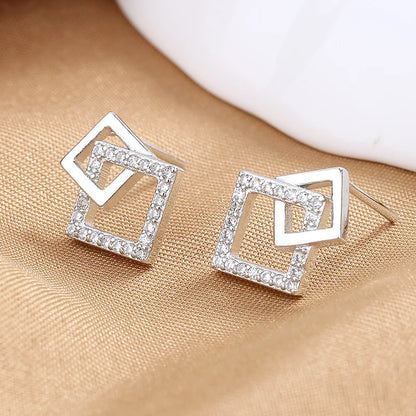 New 925 Sterling Silver AAA Zircon Stud Earrings For Women Fashion Exquisite Student Girlfriend Jewelry Accessories Heart Gift