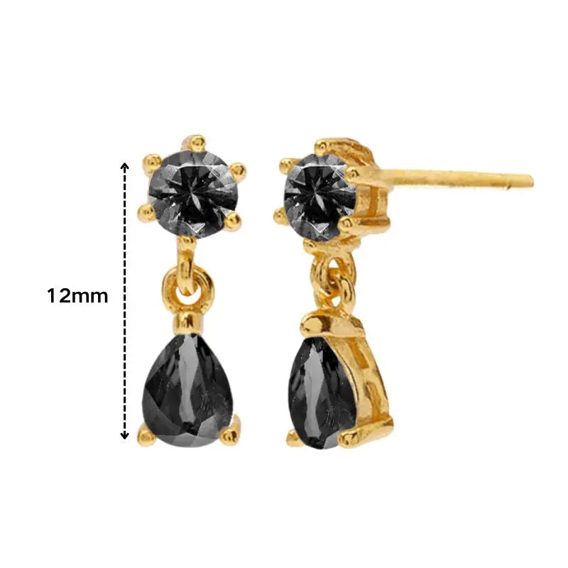 925 Sterling Silver Ear Needle Black Zircon Butterfly/Water Drop Hoop Earrings Drop Earrings For Women Fashion Wedding Jewelry