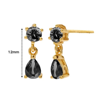 925 Sterling Silver Ear Needle Black Zircon Butterfly/Water Drop Hoop Earrings Drop Earrings For Women Fashion Wedding Jewelry