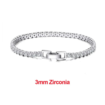 Rinntin 925 Sterling Silver Tennis Bracelets For Women Luxury 2mm 3mm 4mm Cubic Zirconia Shiny Tennis Bracelets Jewelry SB91
