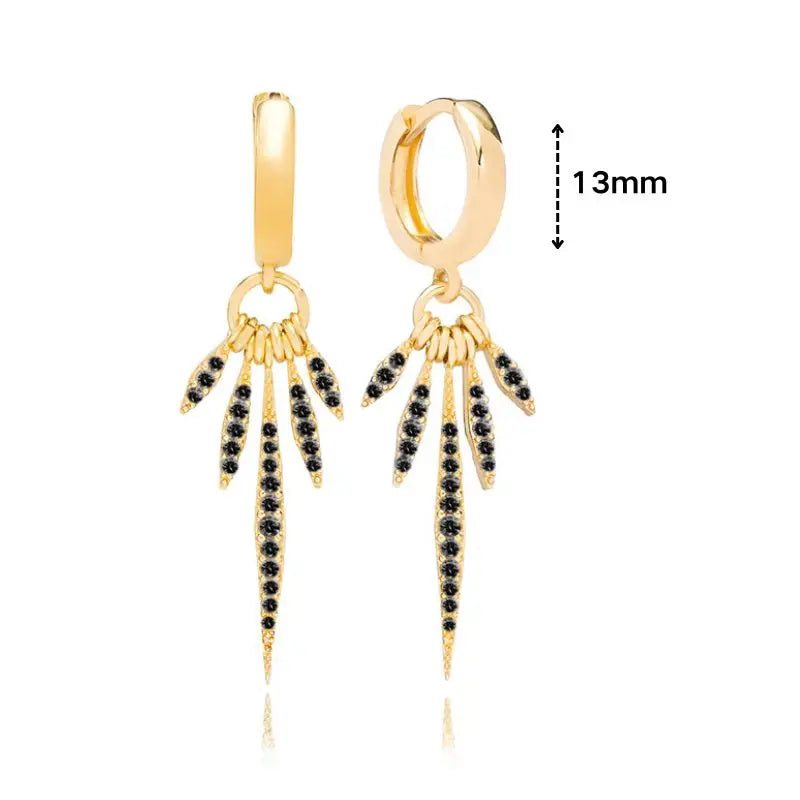 925 Sterling Silver Ear Needle Black Zircon Butterfly/Water Drop Hoop Earrings Drop Earrings For Women Fashion Wedding Jewelry