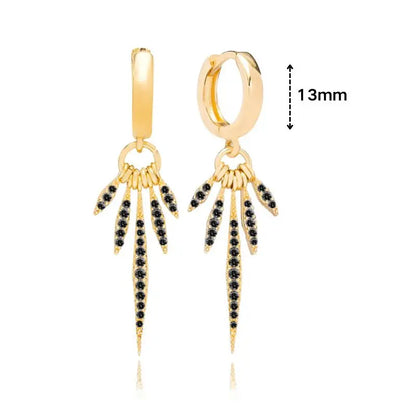 925 Sterling Silver Ear Needle Black Zircon Butterfly/Water Drop Hoop Earrings Drop Earrings For Women Fashion Wedding Jewelry
