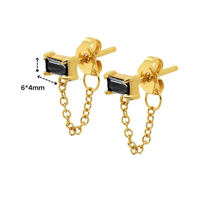 925 Sterling Silver Ear Needle Black Zircon Butterfly/Water Drop Hoop Earrings Drop Earrings For Women Fashion Wedding Jewelry