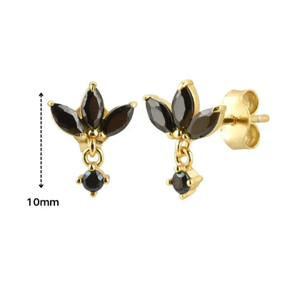 925 Sterling Silver Ear Needle Black Zircon Butterfly/Water Drop Hoop Earrings Drop Earrings For Women Fashion Wedding Jewelry