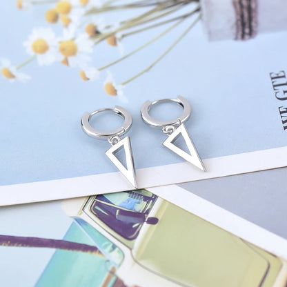 925 Silver Needle Cross/Star/Inverted Triangle Hollow Pendant Hoop Earrings For Women Simple Design Earrings Fashion Jewelry