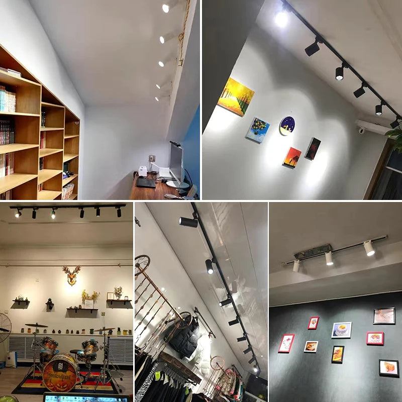 LED Track Light 220V Spotlight Rail COB Ceiling Lamp Set For Kitchen