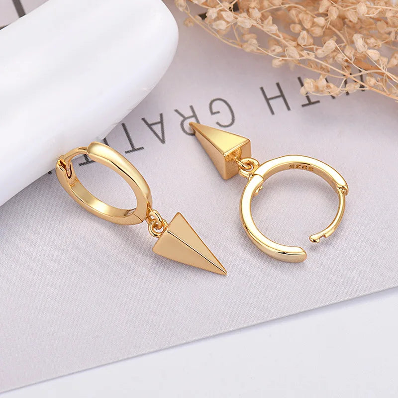 925 Silver Needle Cross/Star/Inverted Triangle Hollow Pendant Hoop Earrings For Women Simple Design Earrings Fashion Jewelry