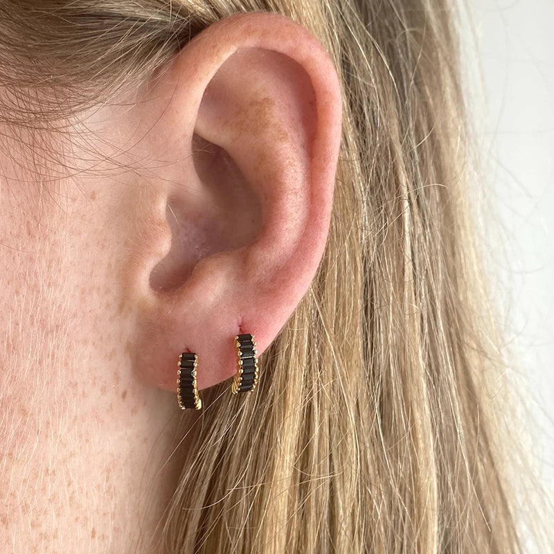 925 Sterling Silver Ear Needle Black Zircon Butterfly/Water Drop Hoop Earrings Drop Earrings For Women Fashion Wedding Jewelry