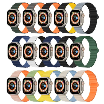 Magnetic silicone watch band for Apple Watch 38/40/41mm42/44/45/49mm, sport loop men's women's watch band for iWatch 987654321Se